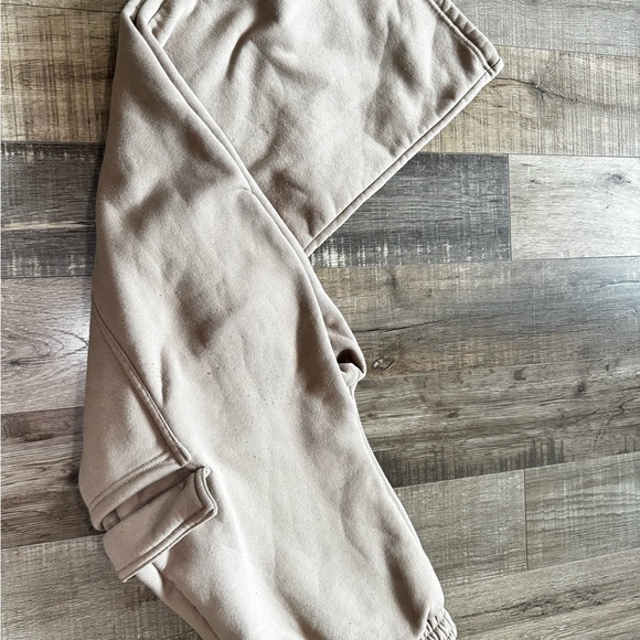 Beige Cozy Track Joggers with Subtle Logo - Picture 2 of 3